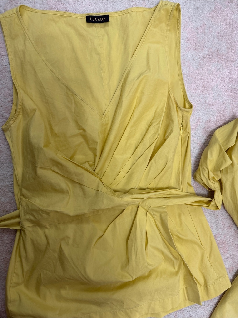 Vintage Escada Lemon Yellow Sleeveless Wrap Top
